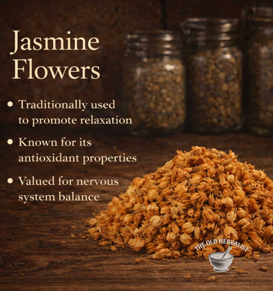 Loose jasmine blossoms for tea, aroma, and natural rituals.