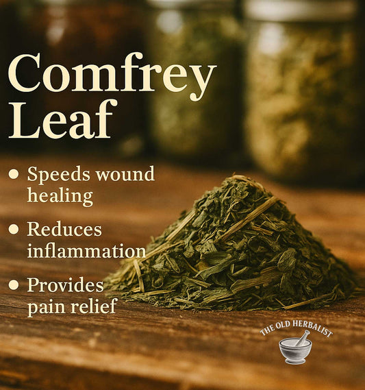 Comfrey leaf herb for traditional external herbal use.