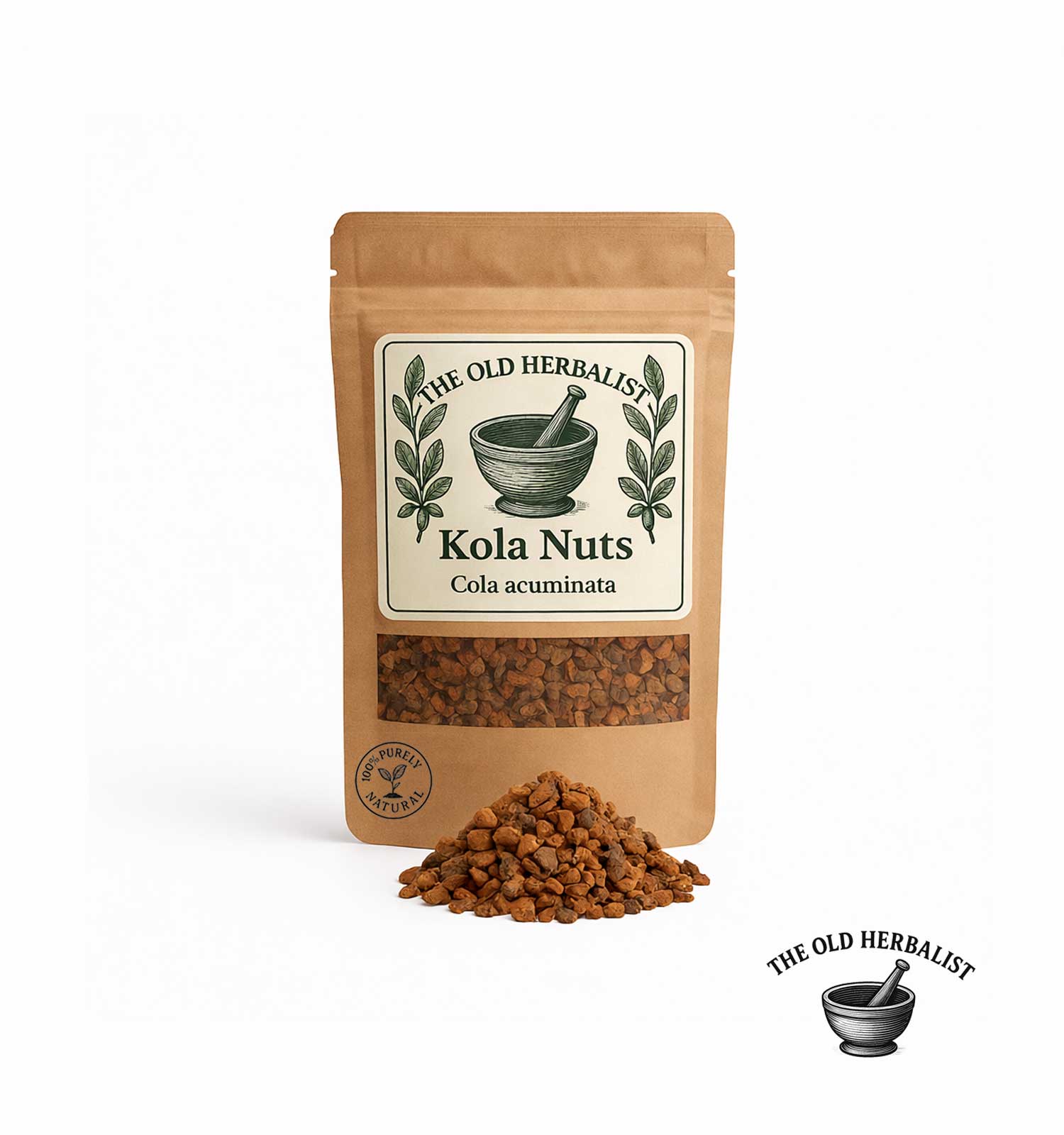 Kola nuts packaging with visible product and brand logo on a white background