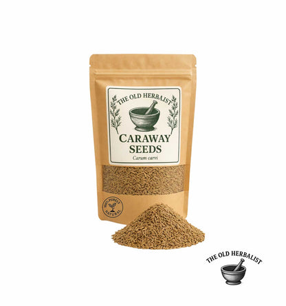 Whole caraway seeds in kraft pouch – natural aromatic spice.
