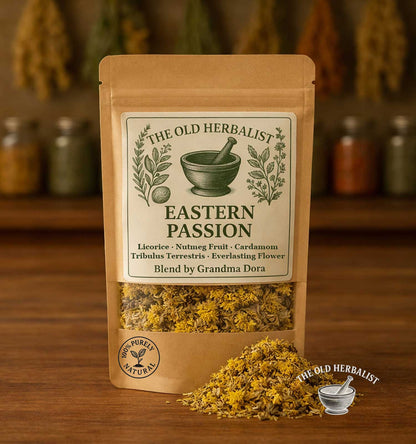 Eastern Passion Indian herbal aphrodisiac tea blend in kraft pouch
