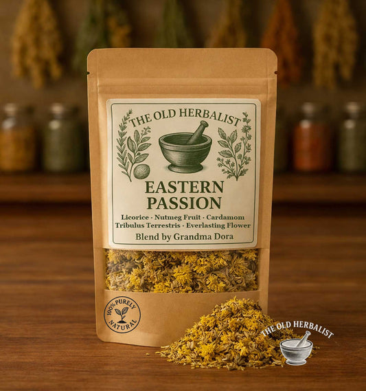 Eastern Passion Indian herbal aphrodisiac tea blend in kraft pouch
