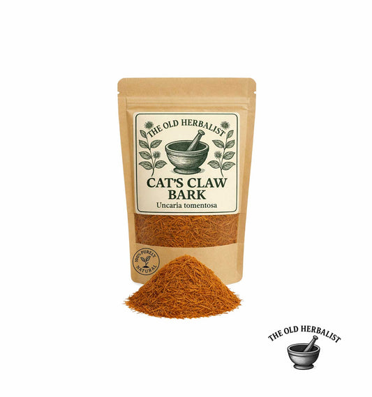 Package of 'Cat's Claw Bark' by The Old Herbalist with a white background