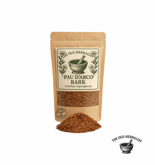 Pouch of Pau d'Arco bark from The Old Herbalist on a white background