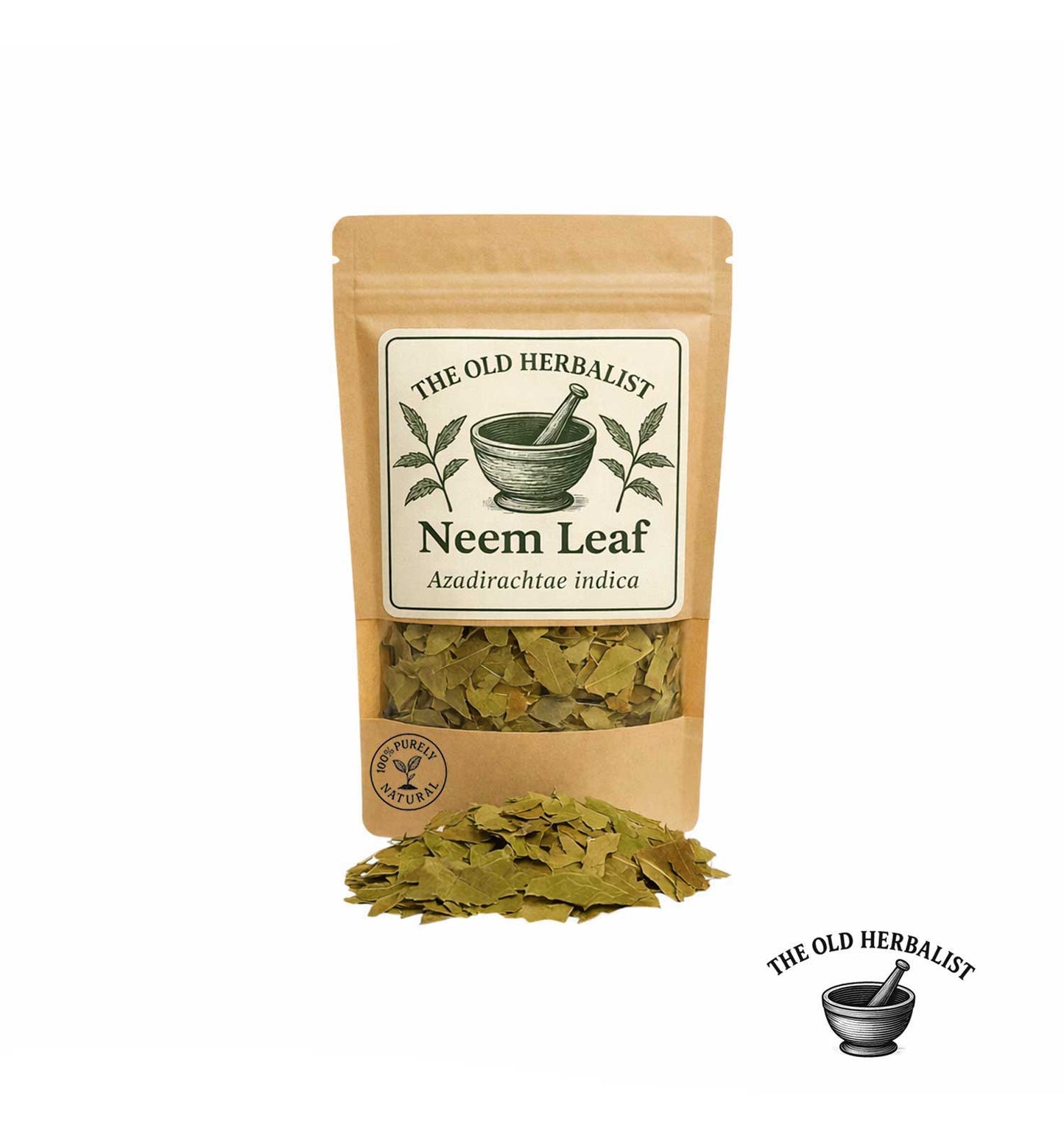 Dried neem leaves in kraft pouch – herbal ingredient
