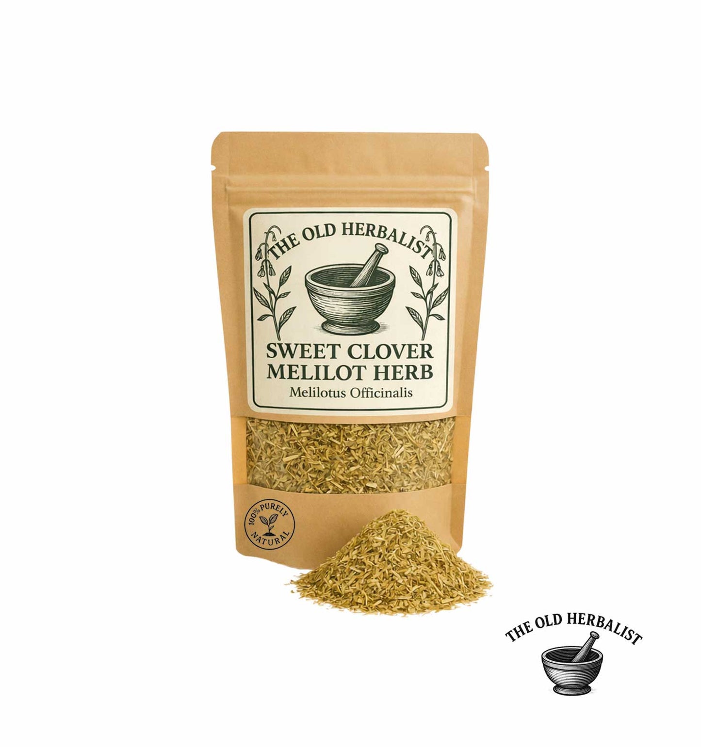 Sweet clover herb in kraft pouch – dried Melilotus officinalis.
