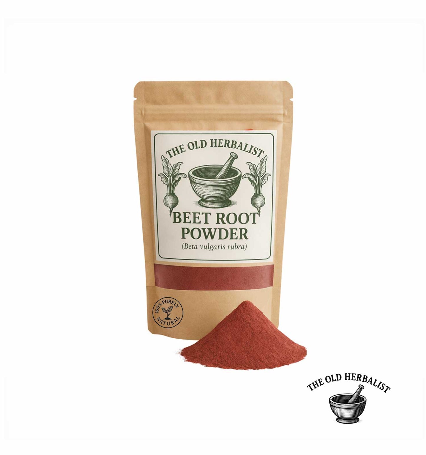 Dried beet root powder in kraft pouch – natural food coloring
