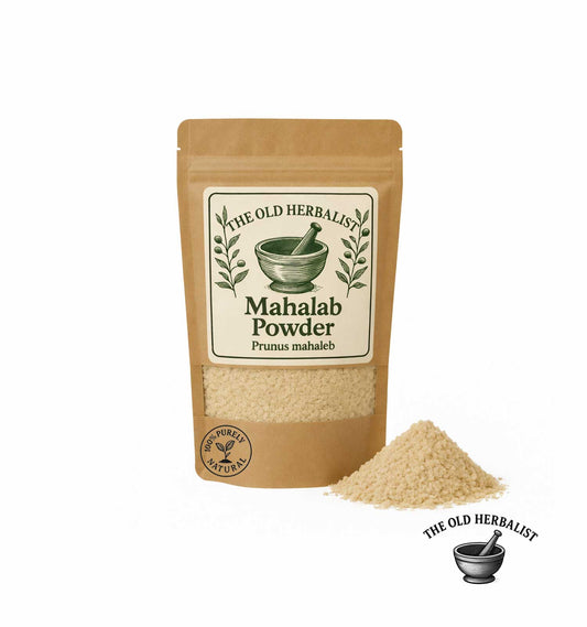 Mahleb powder in kraft pouch – aromatic baking spice.