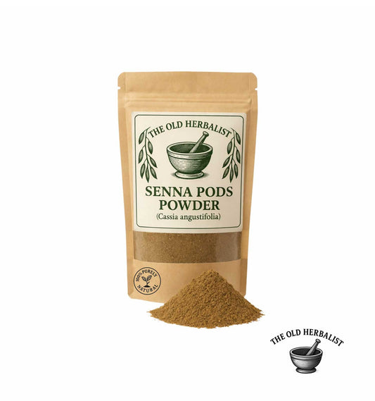 Senna pods powder in kraft pouch – herbal powder.
