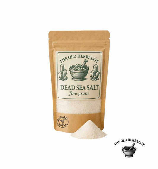 Fine grain Dead Sea salt in kraft pouch – natural mineral bath salt.
