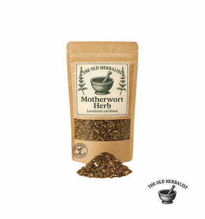 Package of Motherwort Herb by The Old Herbalist on a white background