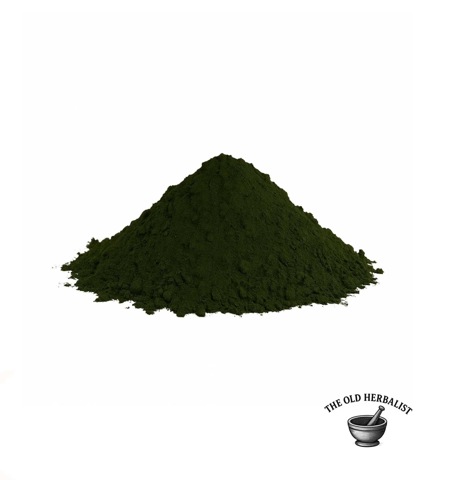 Fine green chlorella powder for smoothies and wellness.