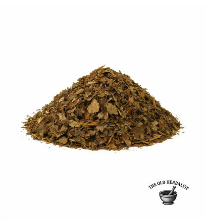 Loose raspberry leaf for herbal infusion and wellness use.