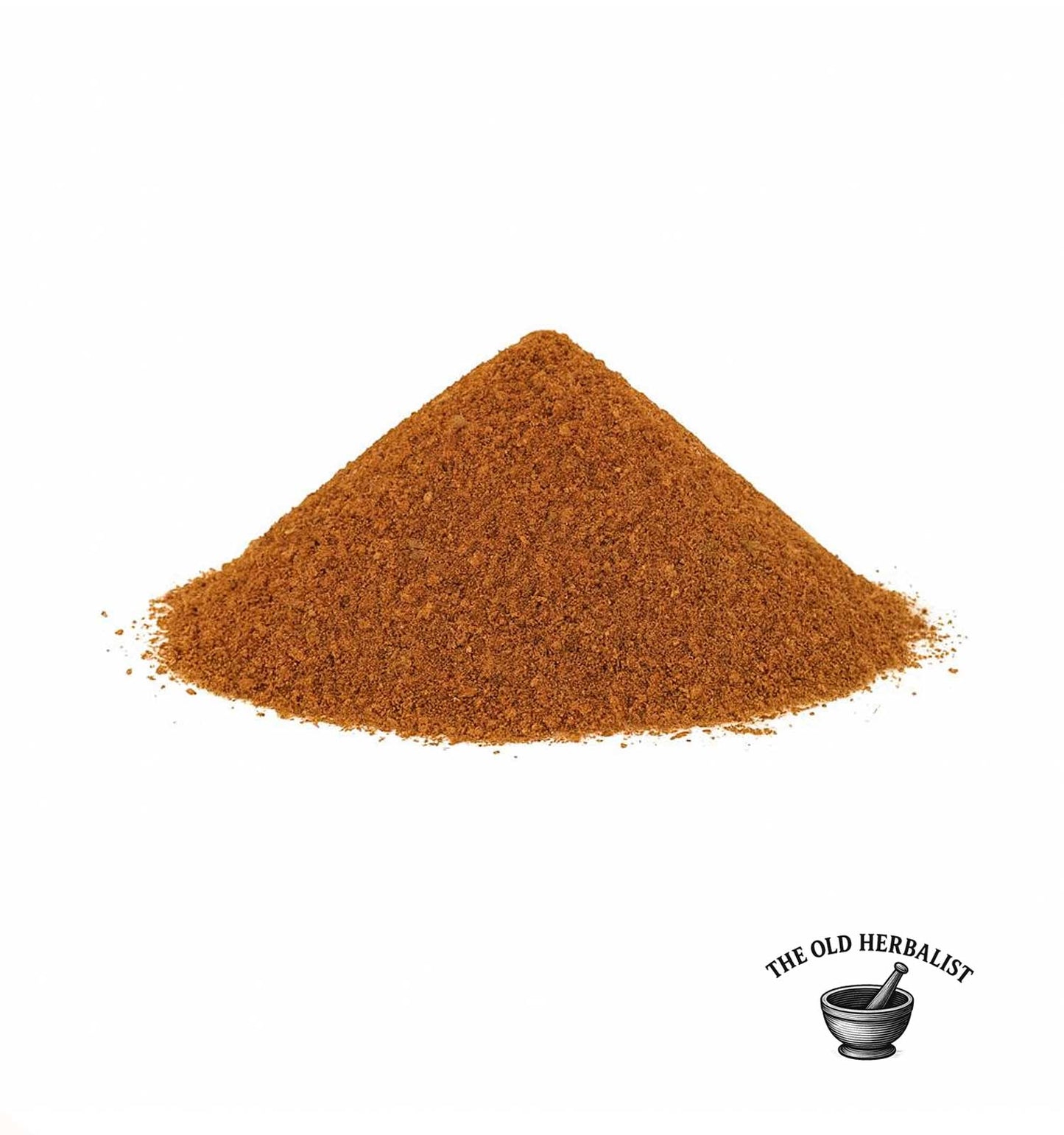 Fine nutmeg powder with warm brown color for cooking and baking.
