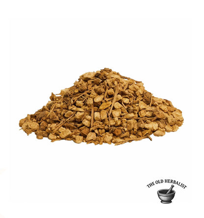 Loose cut black bryony root pieces for external herbal use.