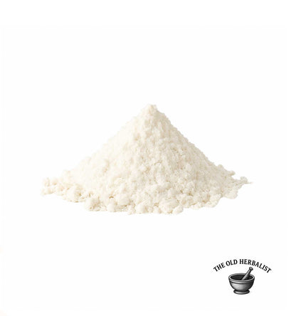 Fine coconut milk powder displayed as a natural culinary ingredient.