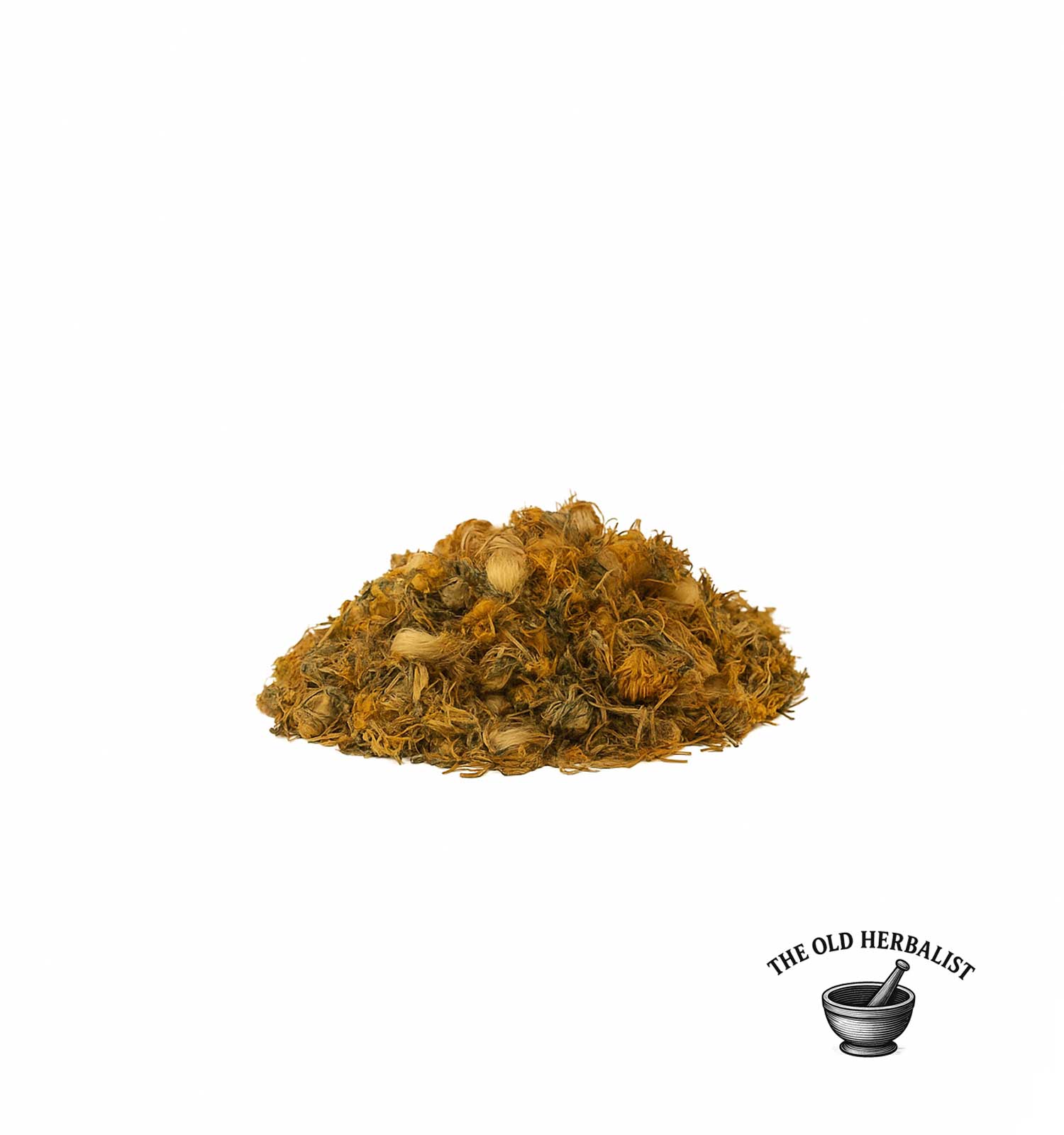 pile of Dried dandelion flowers