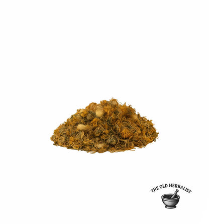 pile of Dried dandelion flowers