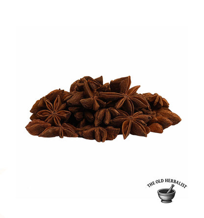 Dried star anise fruits for tea, cooking, and wellness use.