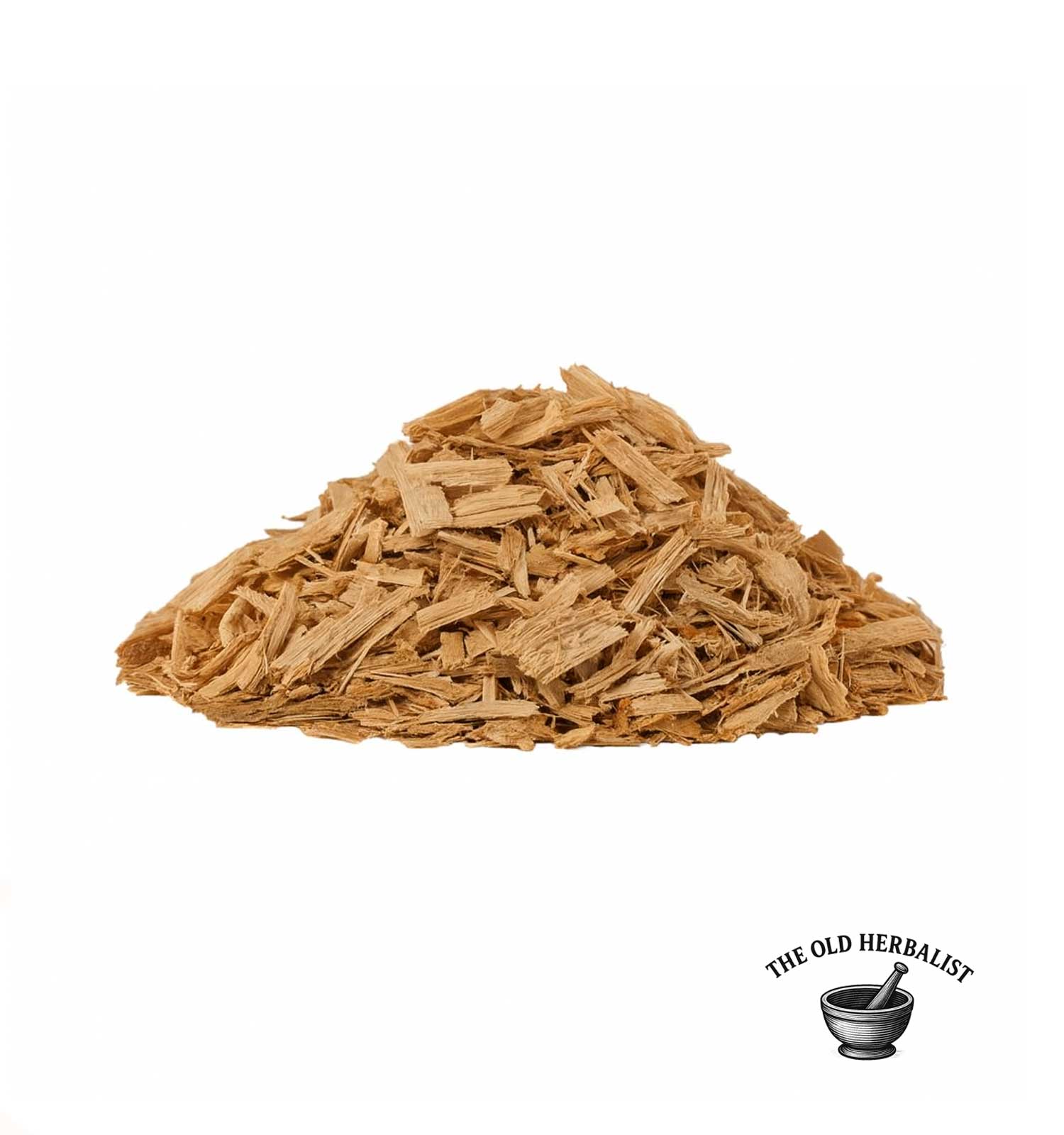 Elm bark chips close-up for traditional herbal use.