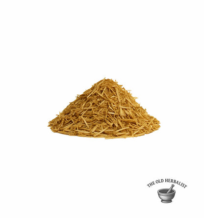 pile of Dried feverfew herb