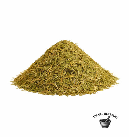 Cut shepherd’s purse herb for traditional tea use.