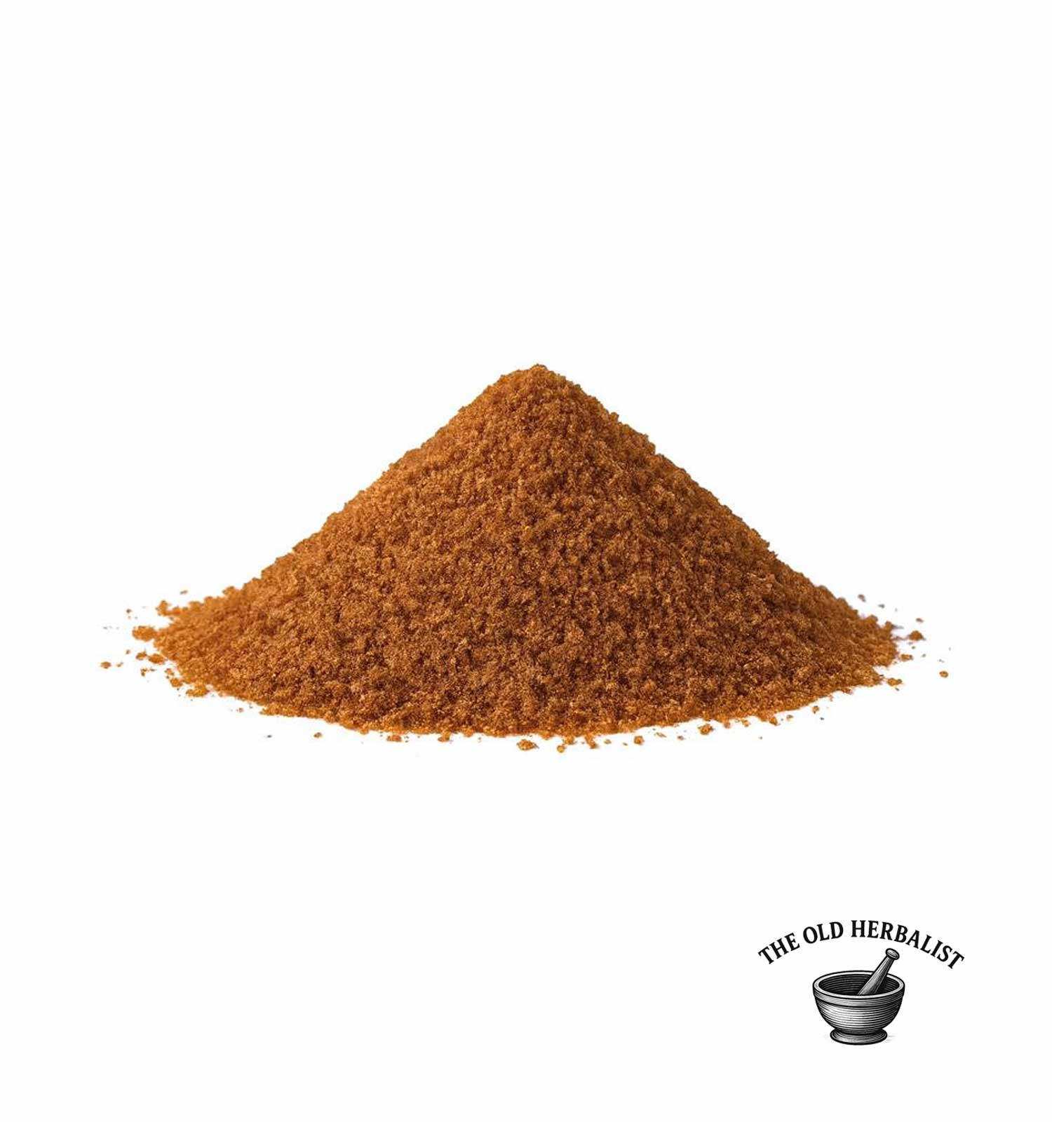 Unrefined coconut sugar with caramel color and fine texture.