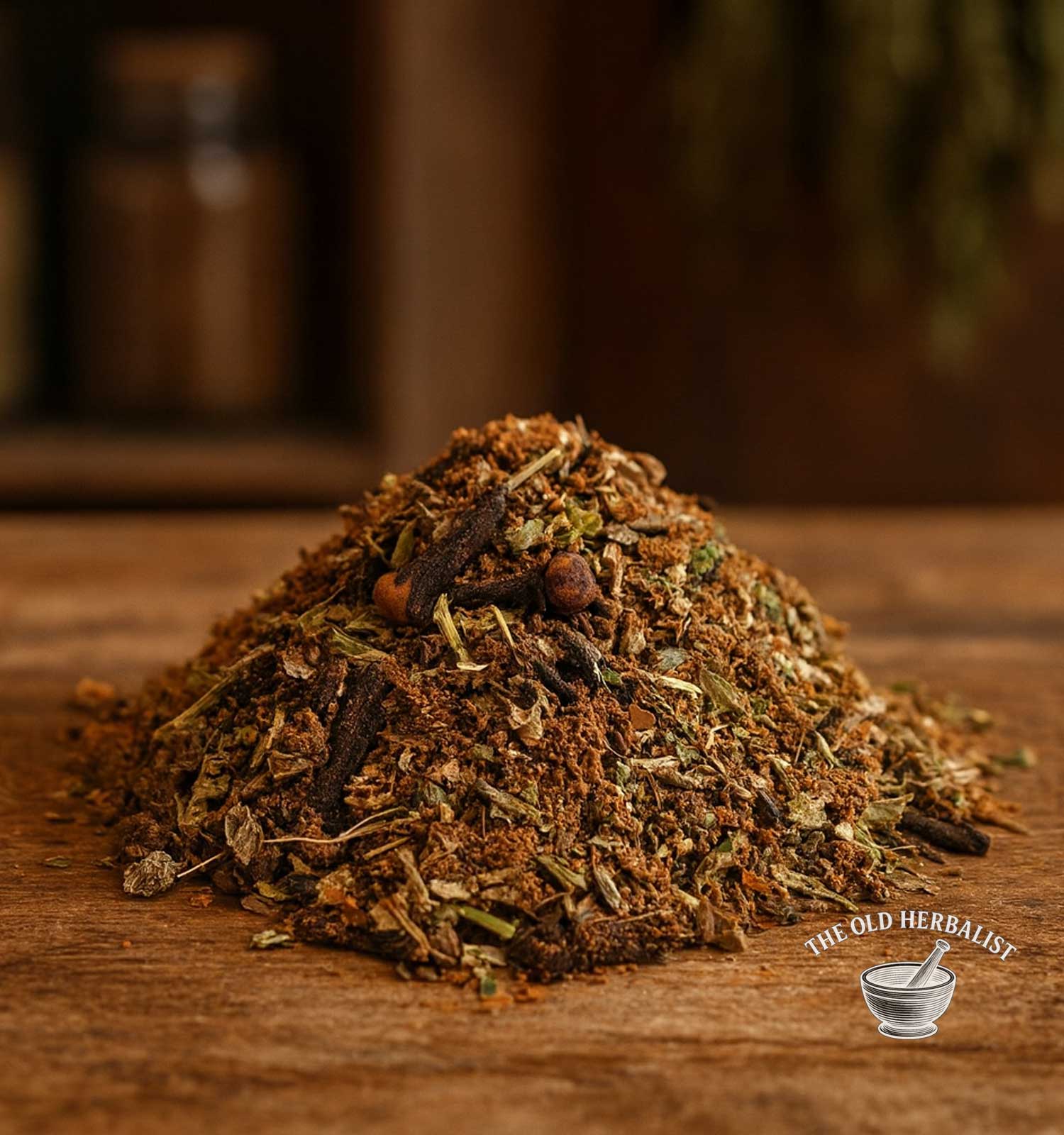 Traditional men’s herbal tea blend with spices and herbs.