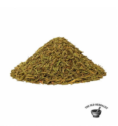 Loose savory leaves with aromatic green color – natural spice ingredient.