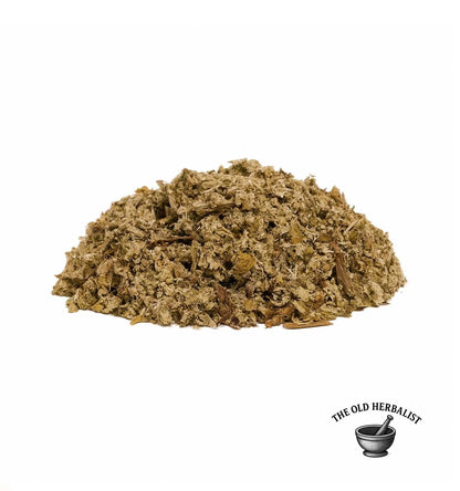 Loose coltsfoot leaves for traditional herbal tea and blends.