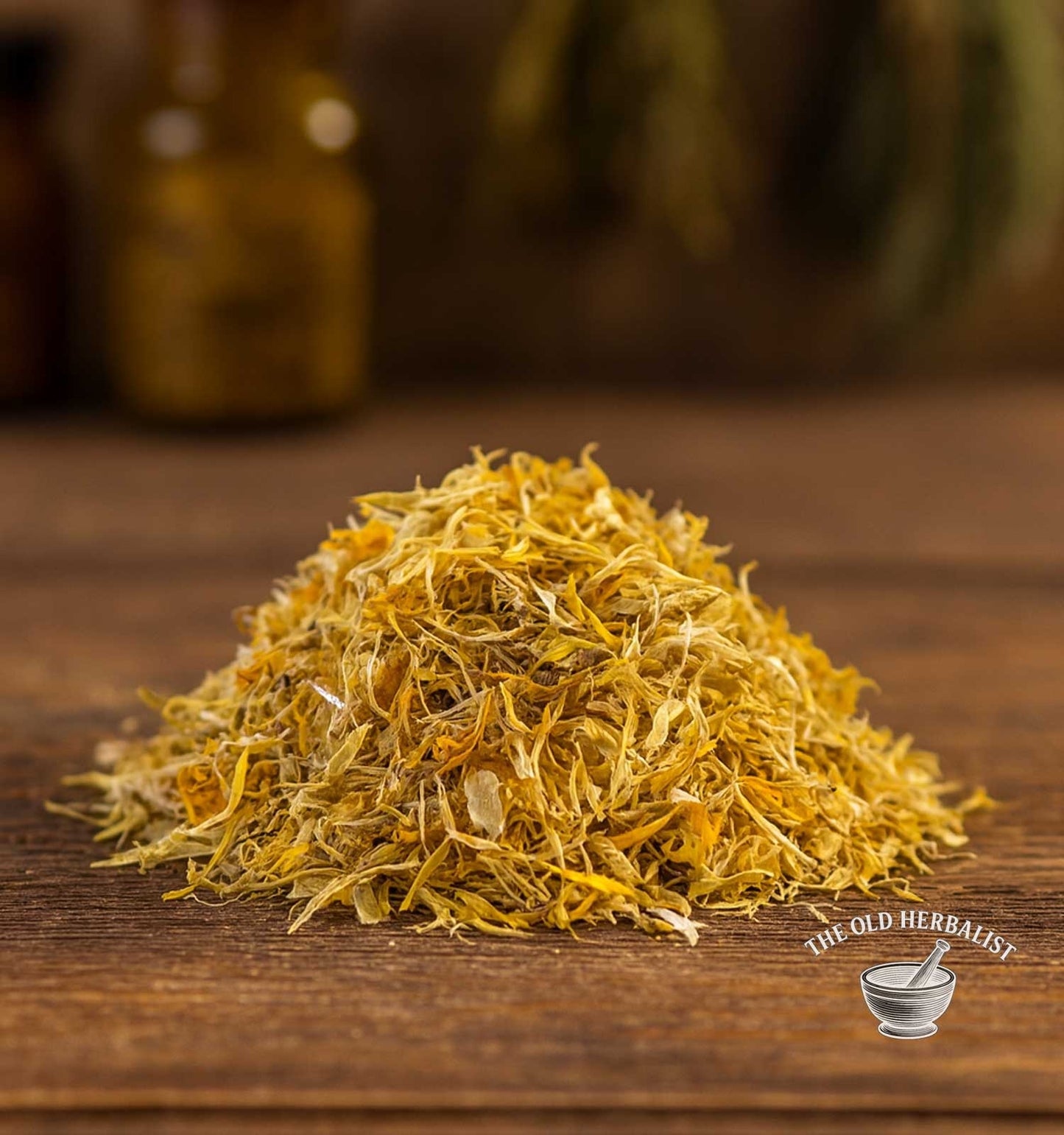 Loose floral herbal tea with yarrow, marigold, and calendula.