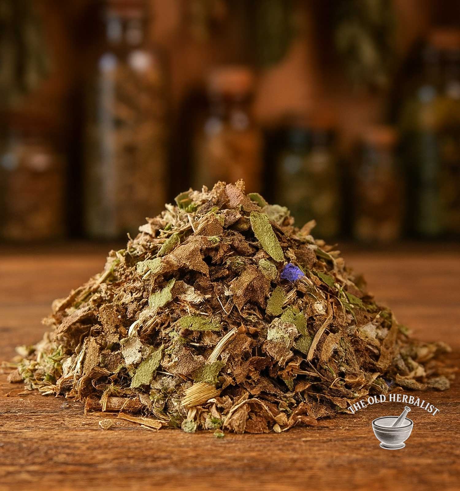 Loose leaf herbal tea blend with mullein, marshmallow root and Iceland moss