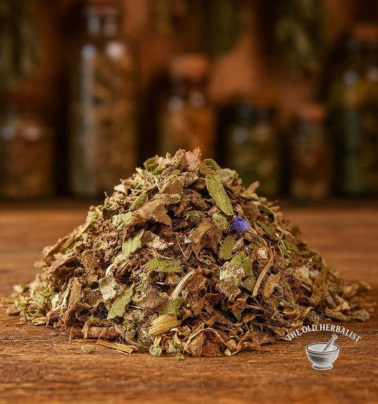 Loose leaf herbal tea blend with mullein, marshmallow root and Iceland moss