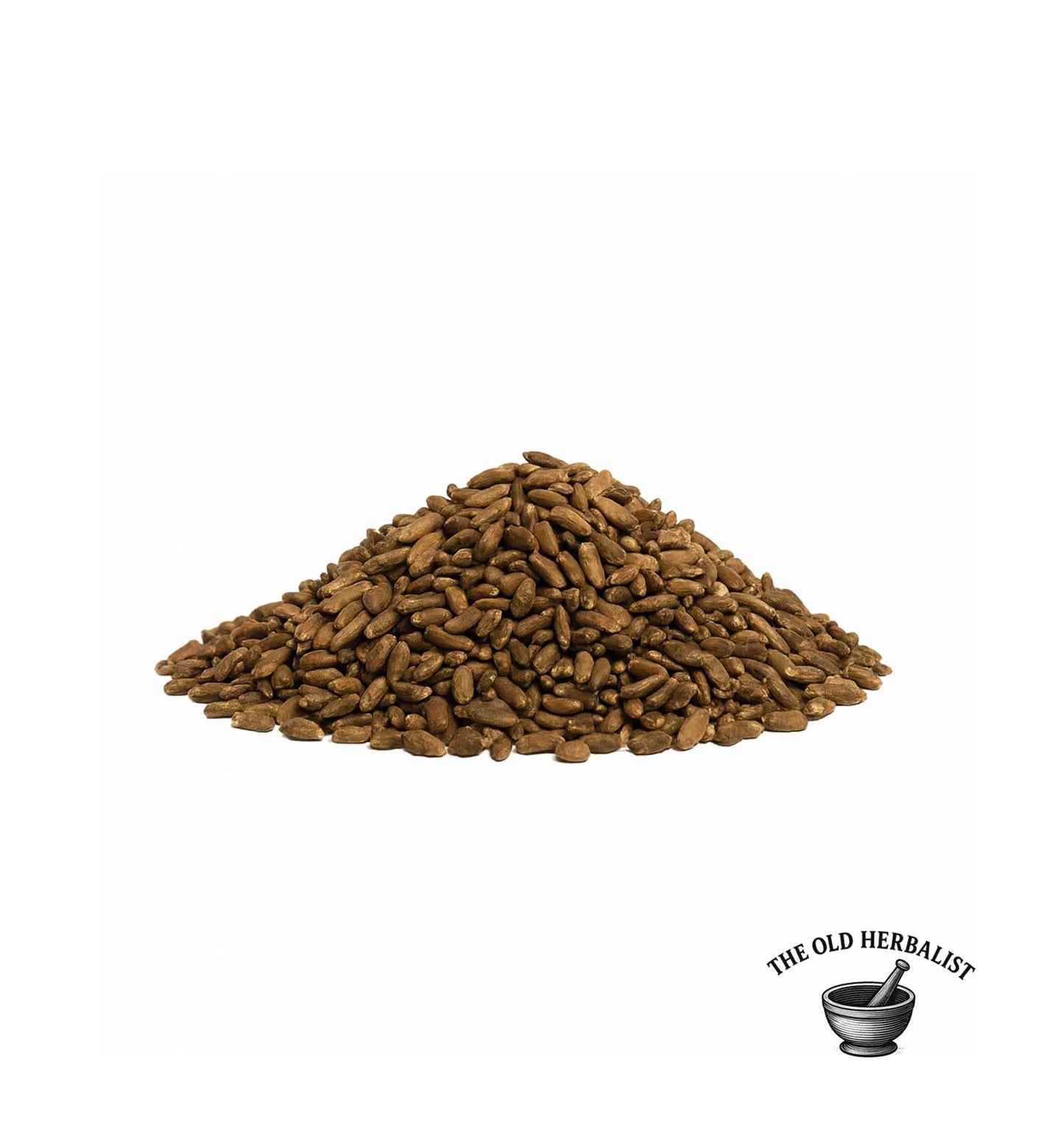 Dried milk thistle seeds for tea and culinary use.