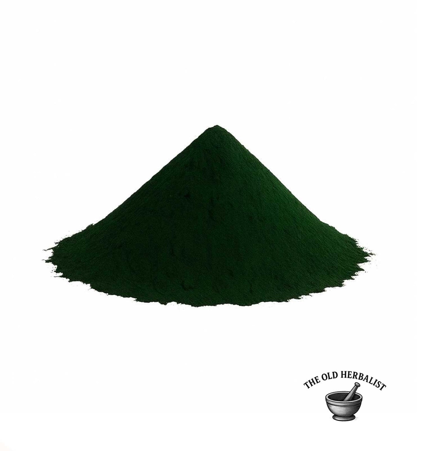 Fine green spirulina powder for smoothies and wellness.