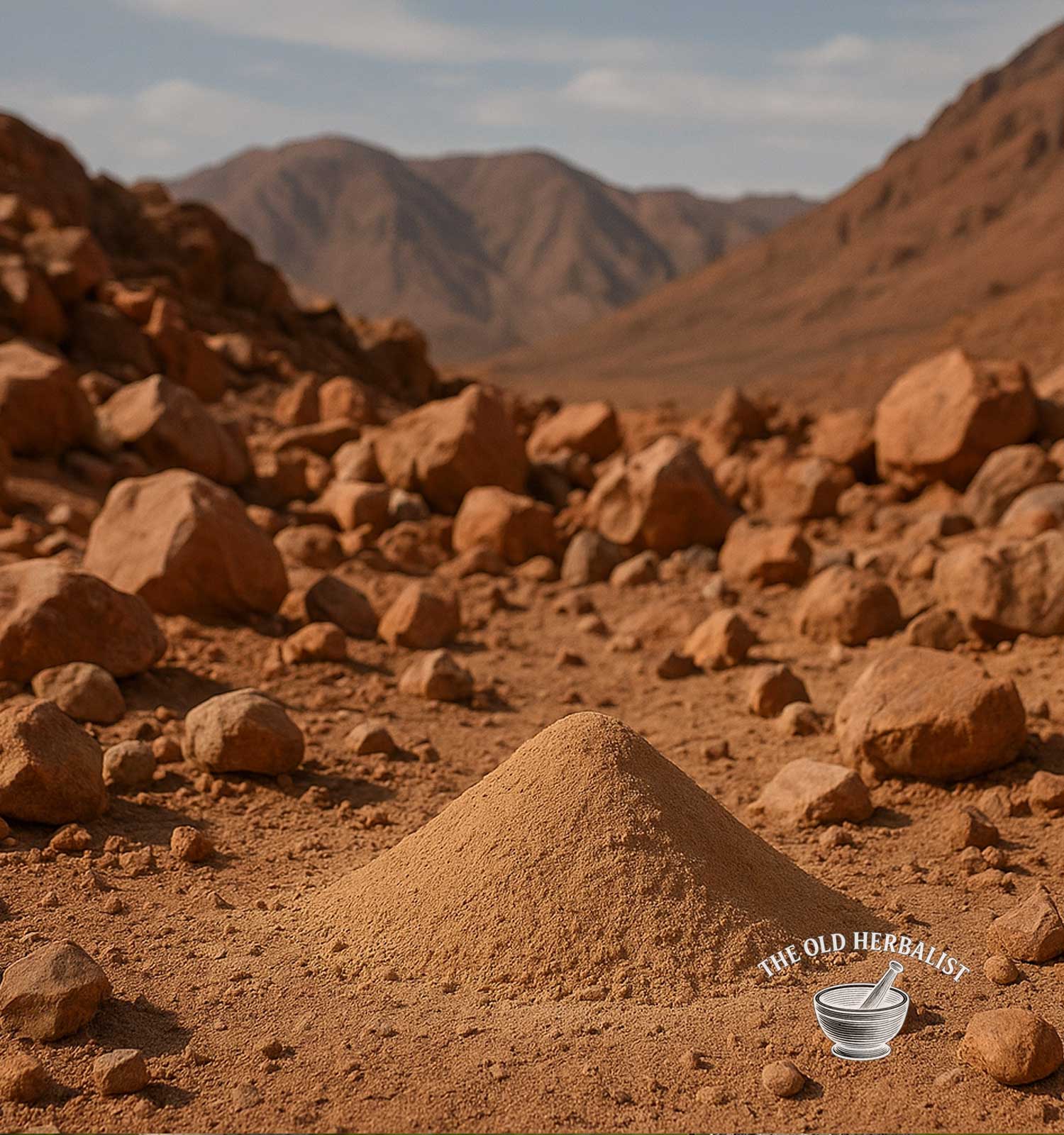 Fine Rhassoul clay powder for skin and hair care rituals.