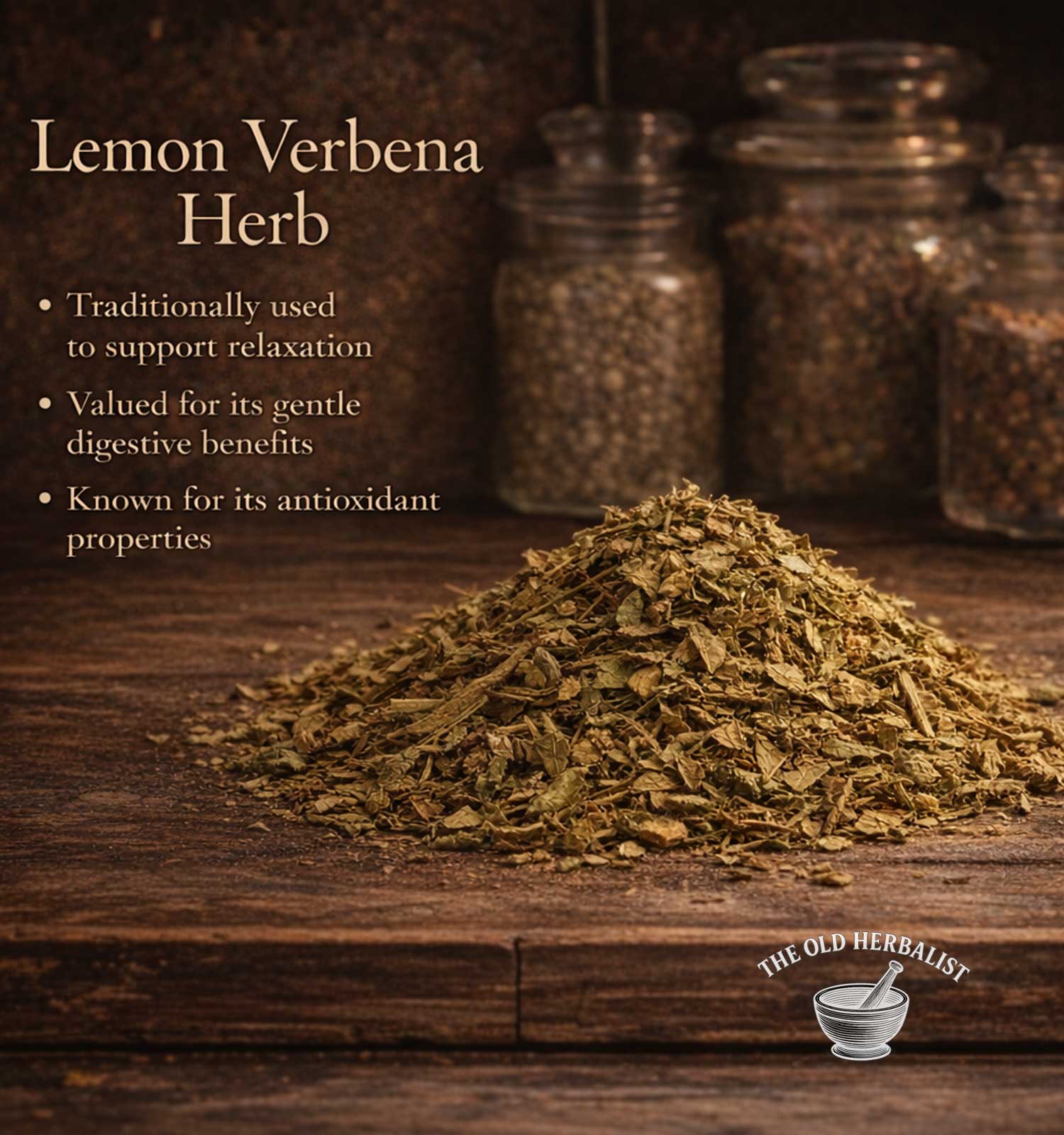 Loose lemon verbena leaves for tea and culinary use.