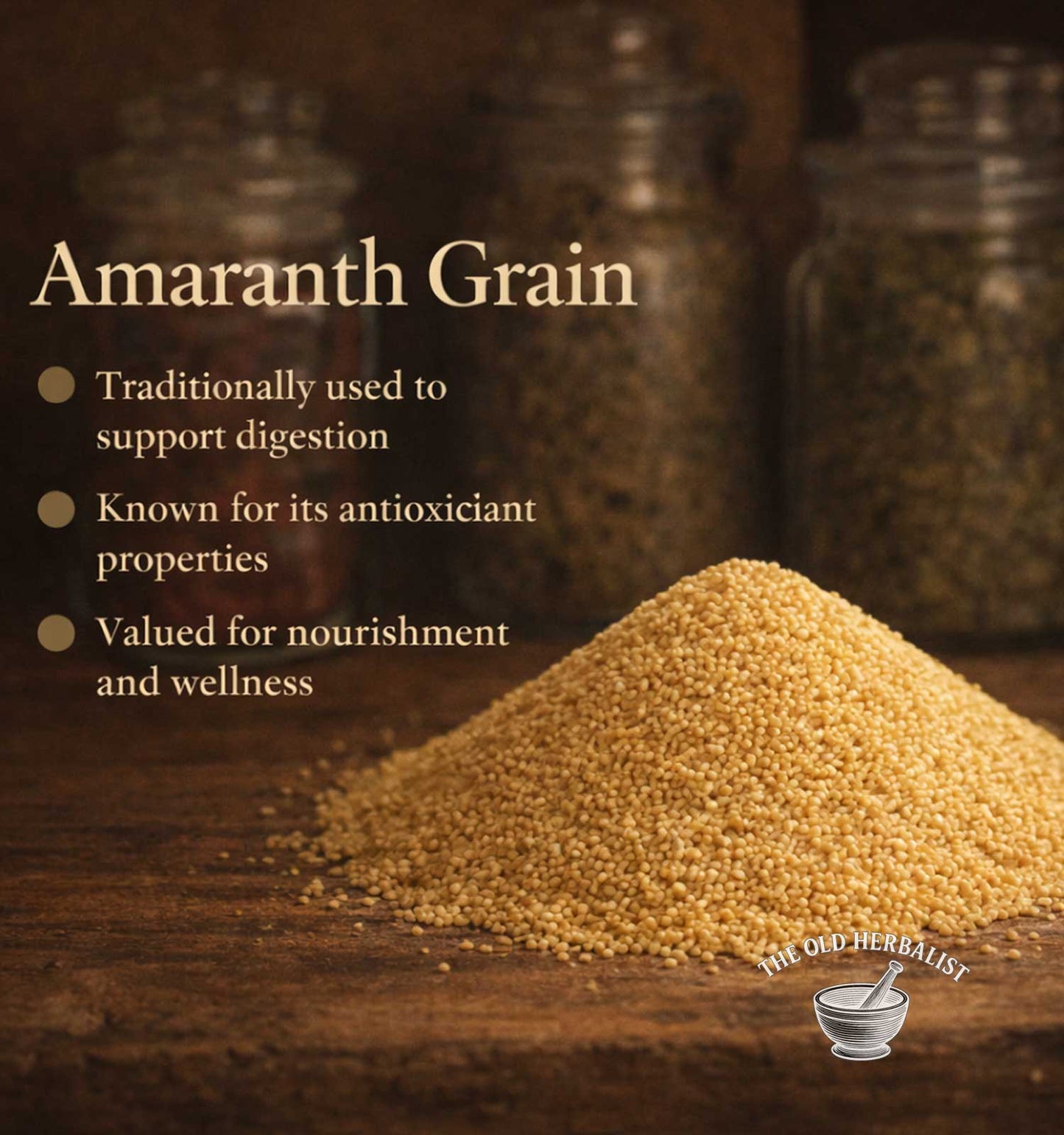 Whole amaranth seeds for cooking and wellness use.