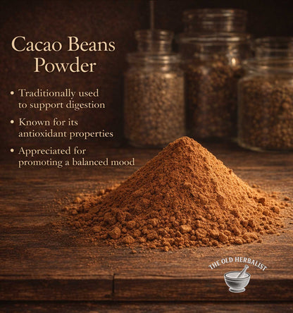 Unsweetened alkalized cacao powder for baking and drinks.