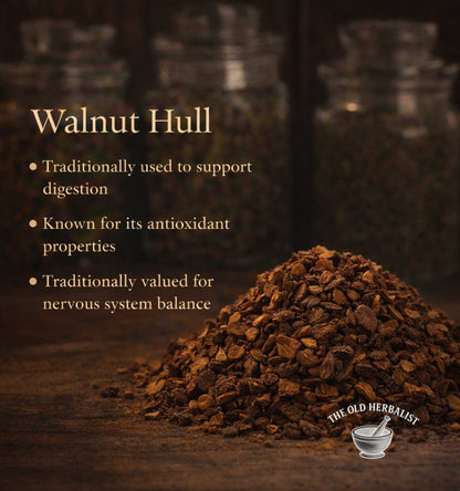 Dried walnut shell pieces for herbal tea and decoction.