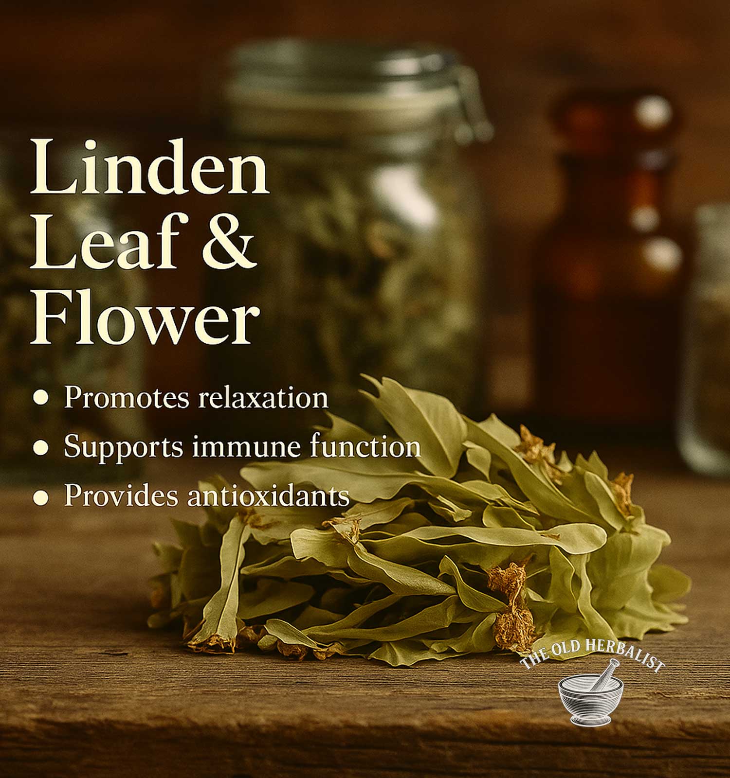 Linden blossoms and leaves for traditional herbal infusion.